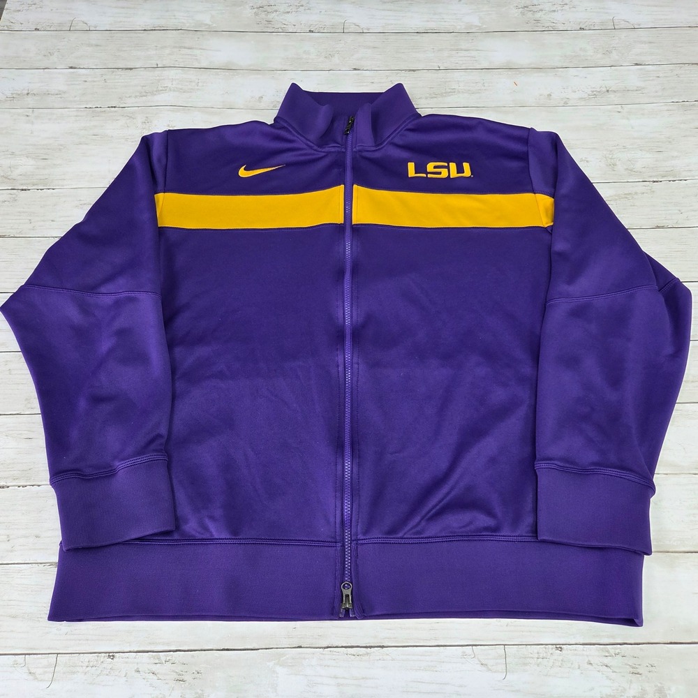 Nike Track Jacket Mens 2XL Purple‎ LSU Tigers 2012 BCS National Championship Zip